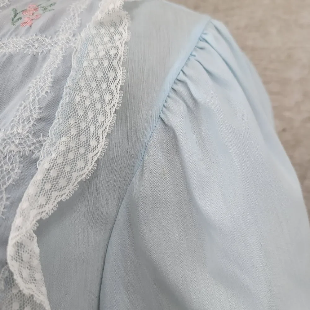 Barbizon Vintage Light Blue Nightgown and Peignoir Robe Set Lace Embroidery